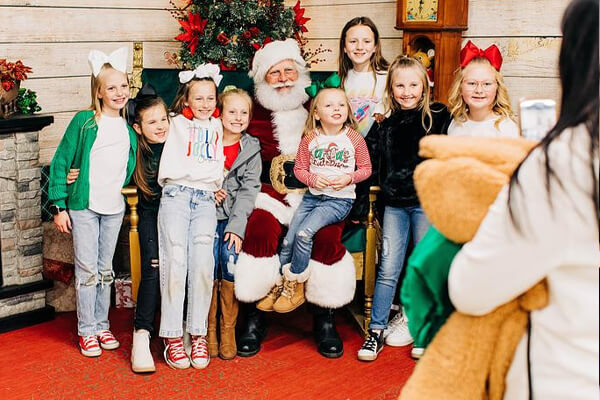 Santa & Large Group Of Kids